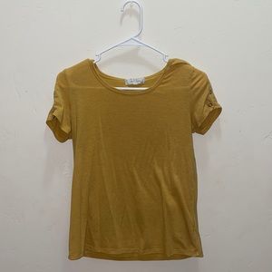 Pink Rose, Mustard yellow T-shirt, Size S